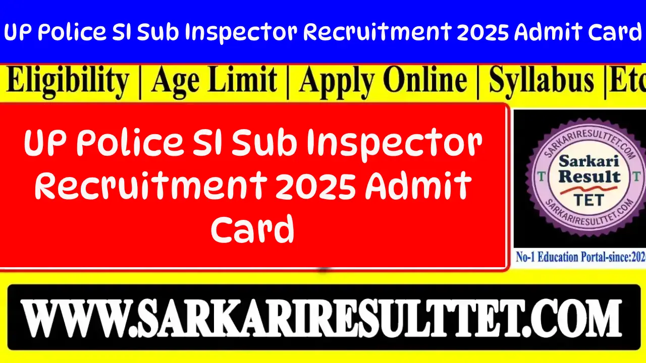 UP Police SI Admit Card 2025: Download