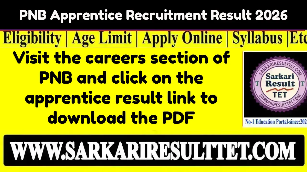 PNB Apprentice Recruitment 2026 Latest update Result